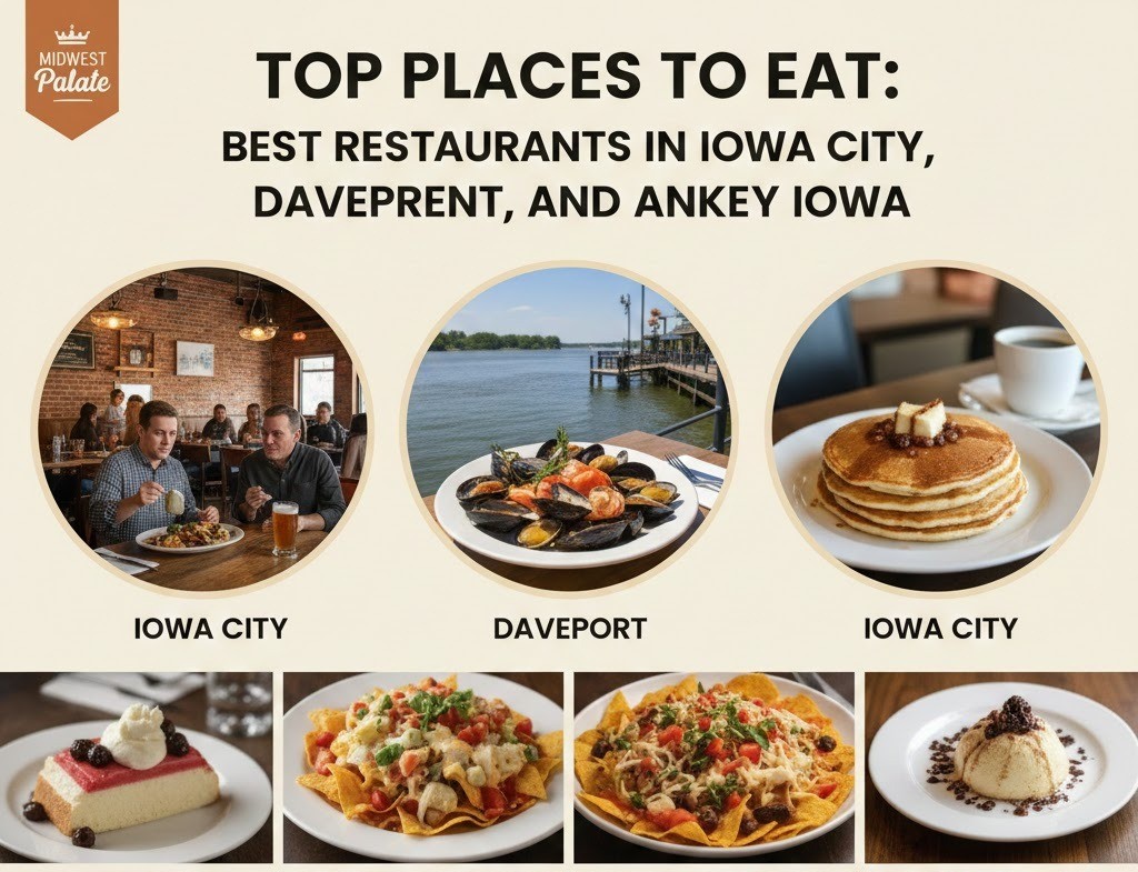 Top Places to Eat: Best Restaurants in Iowa City, Davenport, and Ankeny Iowa